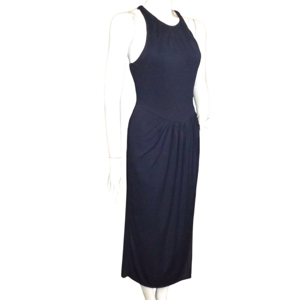 CINQ A SEPT Dress, 8, Blue Sheath, Pleated waist, Tank upper, Tall Vent, Midi - Picture 3 of 14